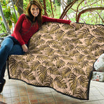 Yellow Monstera Leaves Pattern Print Quilt