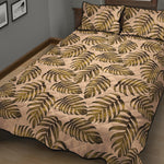 Yellow Monstera Leaves Pattern Print Quilt Bed Set