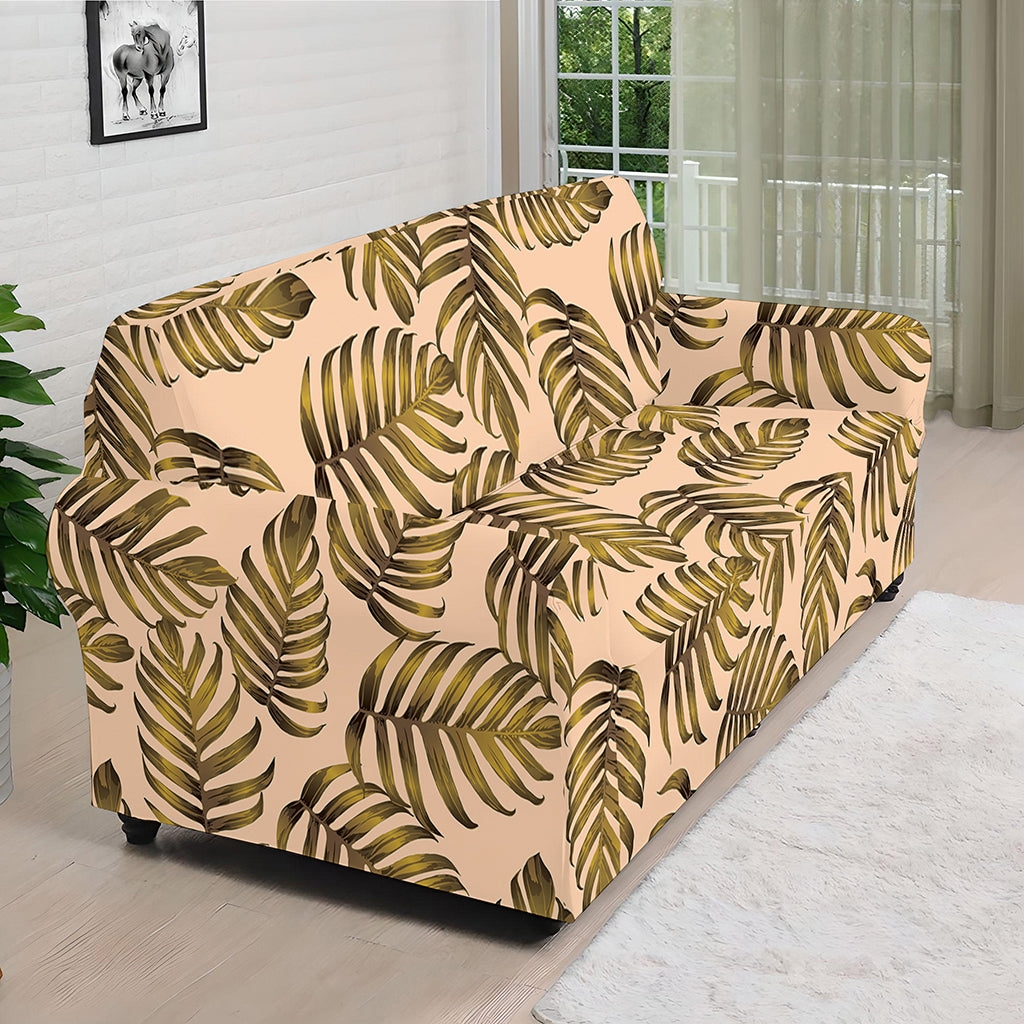 Yellow Monstera Leaves Pattern Print Sofa Cover