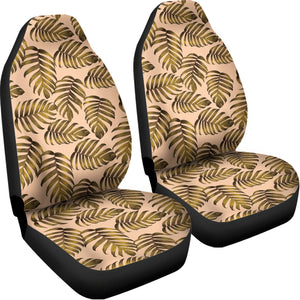 Yellow Monstera Leaves Pattern Print Universal Fit Car Seat Covers