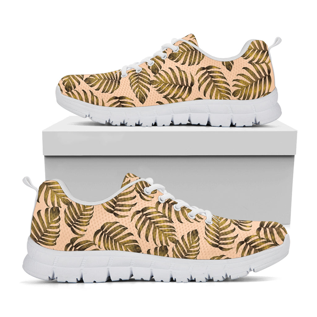 Yellow Monstera Leaves Pattern Print White Sneakers