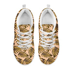 Yellow Monstera Leaves Pattern Print White Sneakers