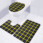 Yellow Navy And Black Plaid Print 3 Piece Bath Mat Set