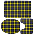 Yellow Navy And Black Plaid Print 3 Piece Bath Mat Set
