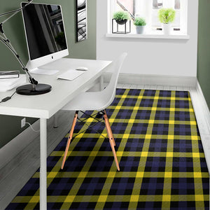 Yellow Navy And Black Plaid Print Area Rug