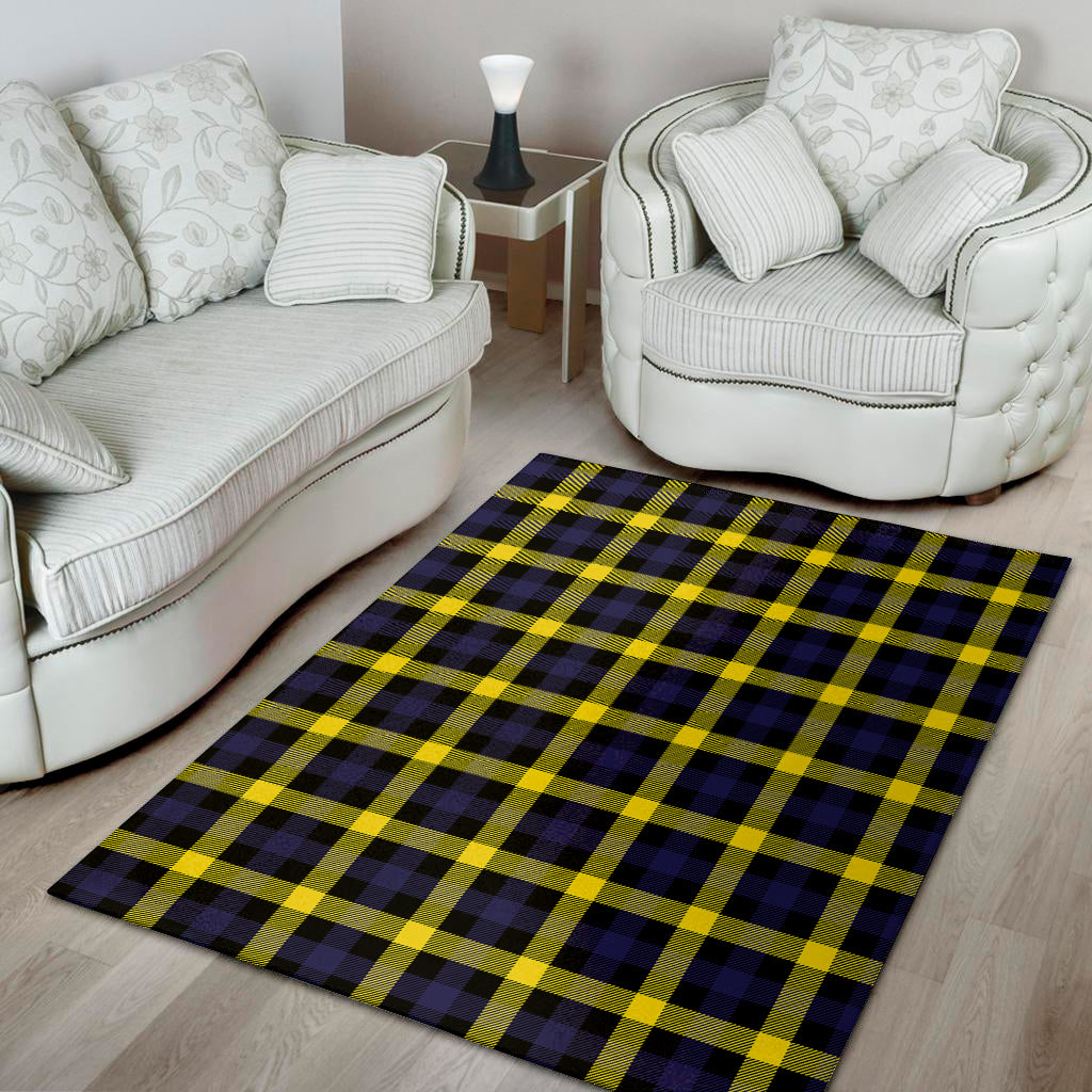 Yellow Navy And Black Plaid Print Area Rug