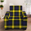 Yellow Navy And Black Plaid Print Armchair Slipcover