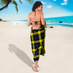 Yellow Navy And Black Plaid Print Beach Sarong Wrap