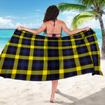 Yellow Navy And Black Plaid Print Beach Sarong Wrap