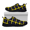 Yellow Navy And Black Plaid Print Black Sneakers