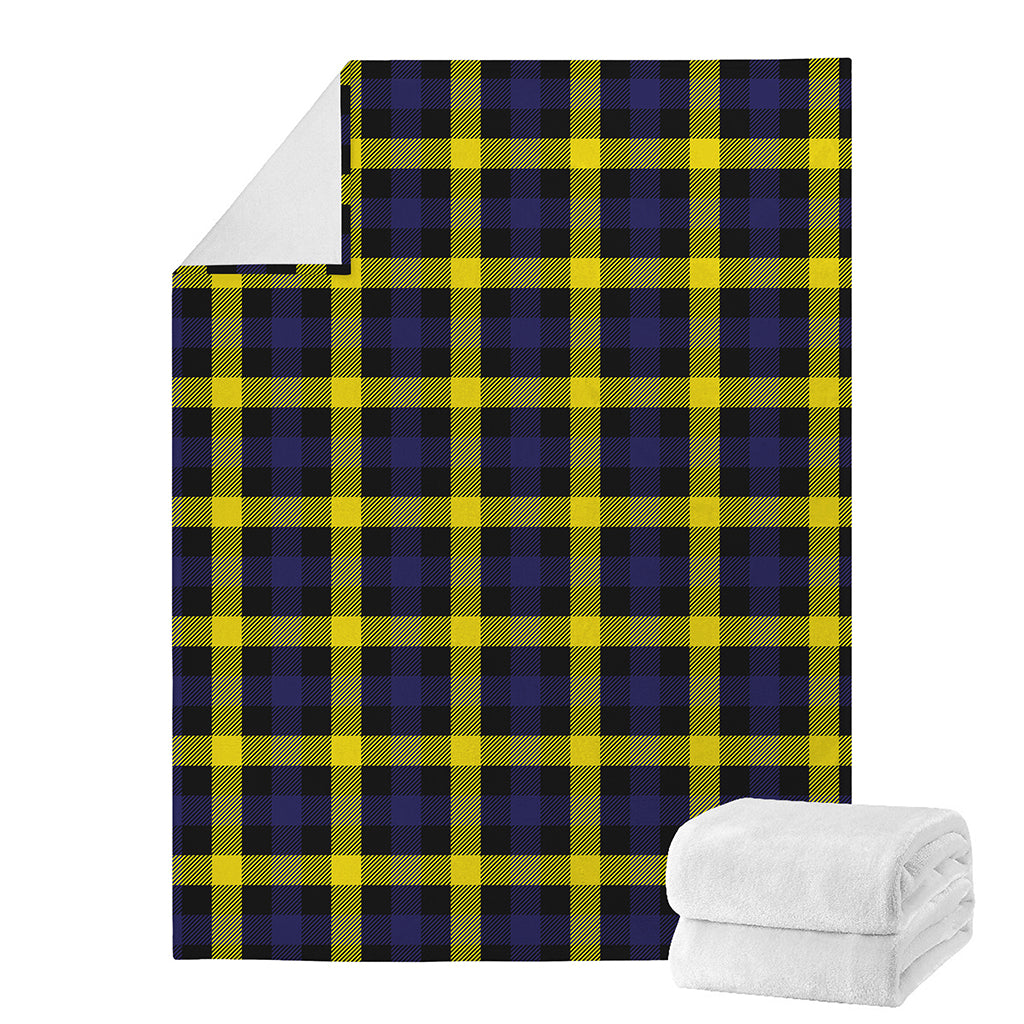 Yellow Navy And Black Plaid Print Blanket