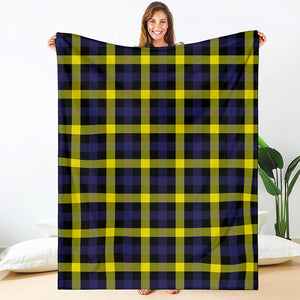 Yellow Navy And Black Plaid Print Blanket