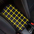 Yellow Navy And Black Plaid Print Car Center Console Cover