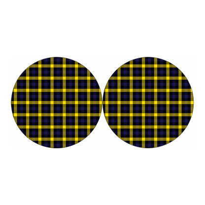 Yellow Navy And Black Plaid Print Car Coasters