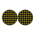 Yellow Navy And Black Plaid Print Car Coasters