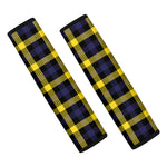 Yellow Navy And Black Plaid Print Car Seat Belt Covers