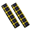 Yellow Navy And Black Plaid Print Car Seat Belt Covers
