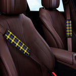Yellow Navy And Black Plaid Print Car Seat Belt Covers
