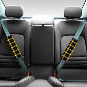 Yellow Navy And Black Plaid Print Car Seat Belt Covers