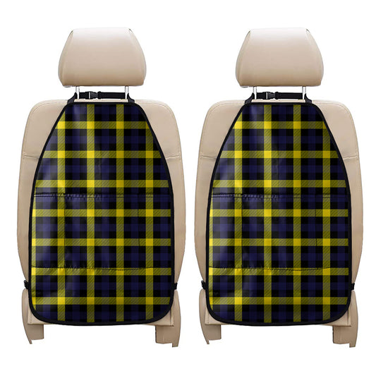 Yellow Navy And Black Plaid Print Car Seat Organizers