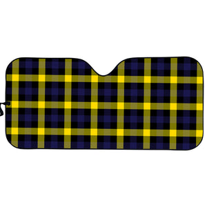 Yellow Navy And Black Plaid Print Car Sun Shade