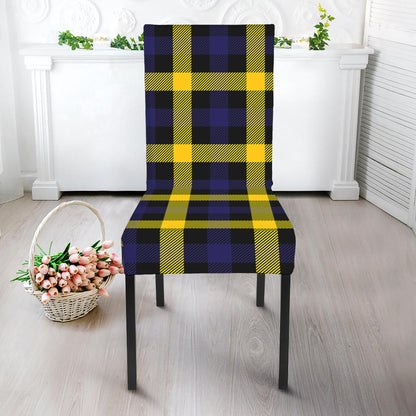 Yellow Navy And Black Plaid Print Dining Chair Slipcover