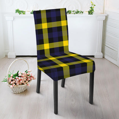 Yellow Navy And Black Plaid Print Dining Chair Slipcover