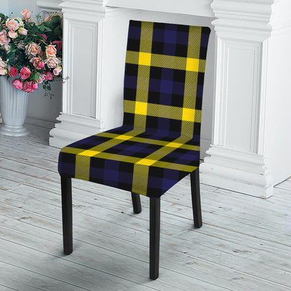 Yellow Navy And Black Plaid Print Dining Chair Slipcover