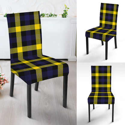 Yellow Navy And Black Plaid Print Dining Chair Slipcover
