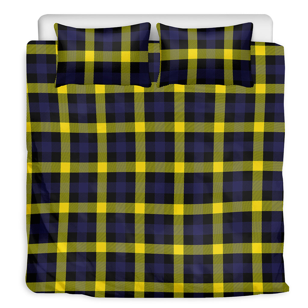 Yellow Navy And Black Plaid Print Duvet Cover Bedding Set