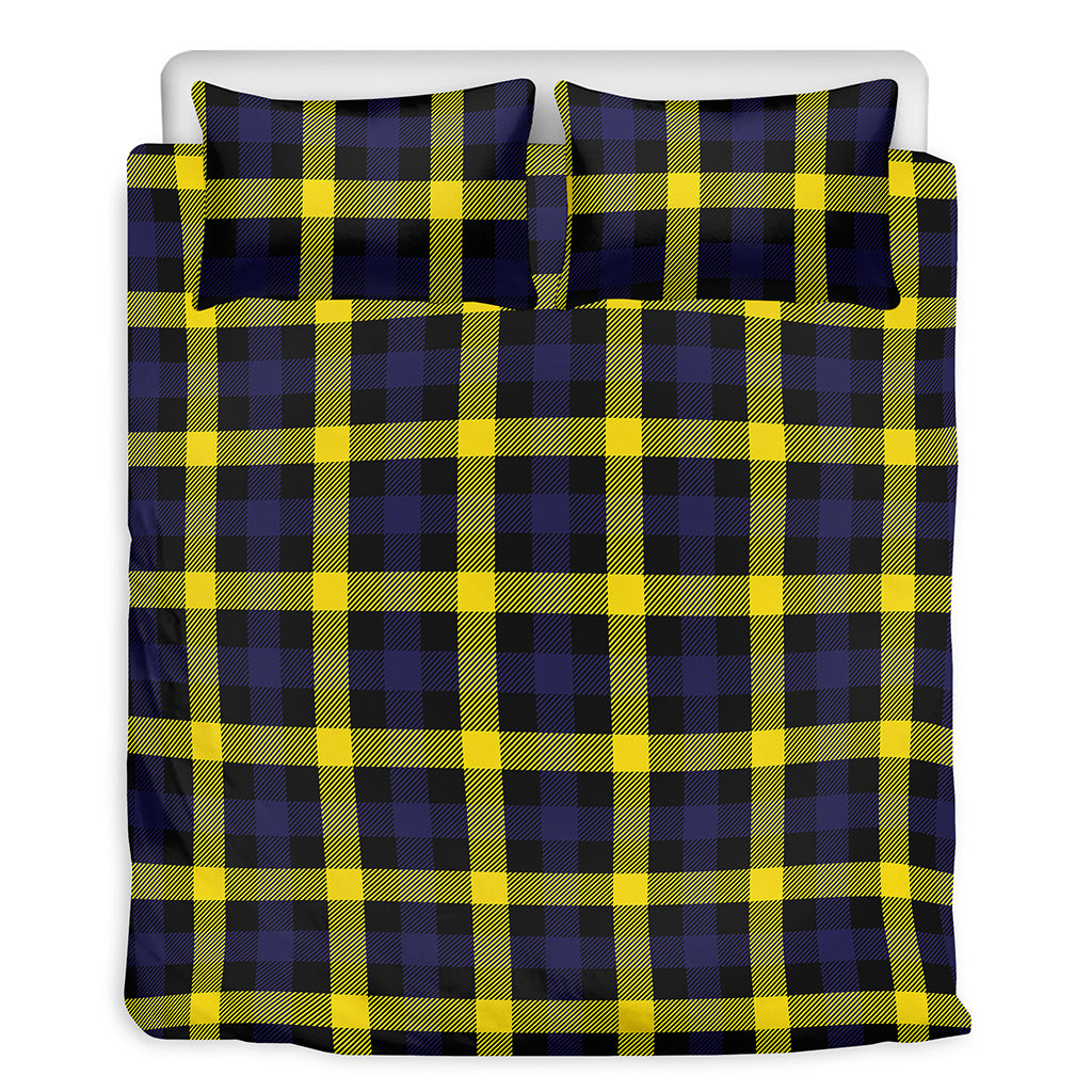 Yellow Navy And Black Plaid Print Duvet Cover Bedding Set