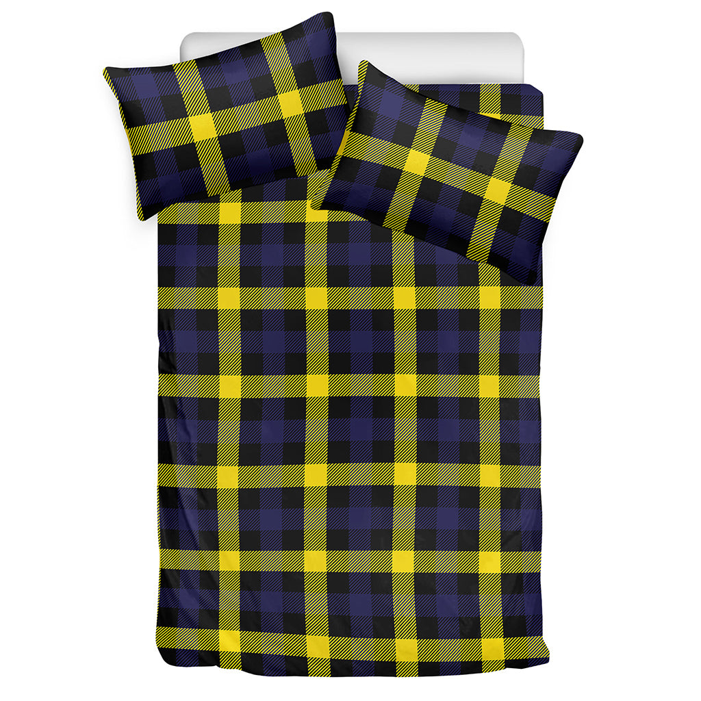 Yellow Navy And Black Plaid Print Duvet Cover Bedding Set