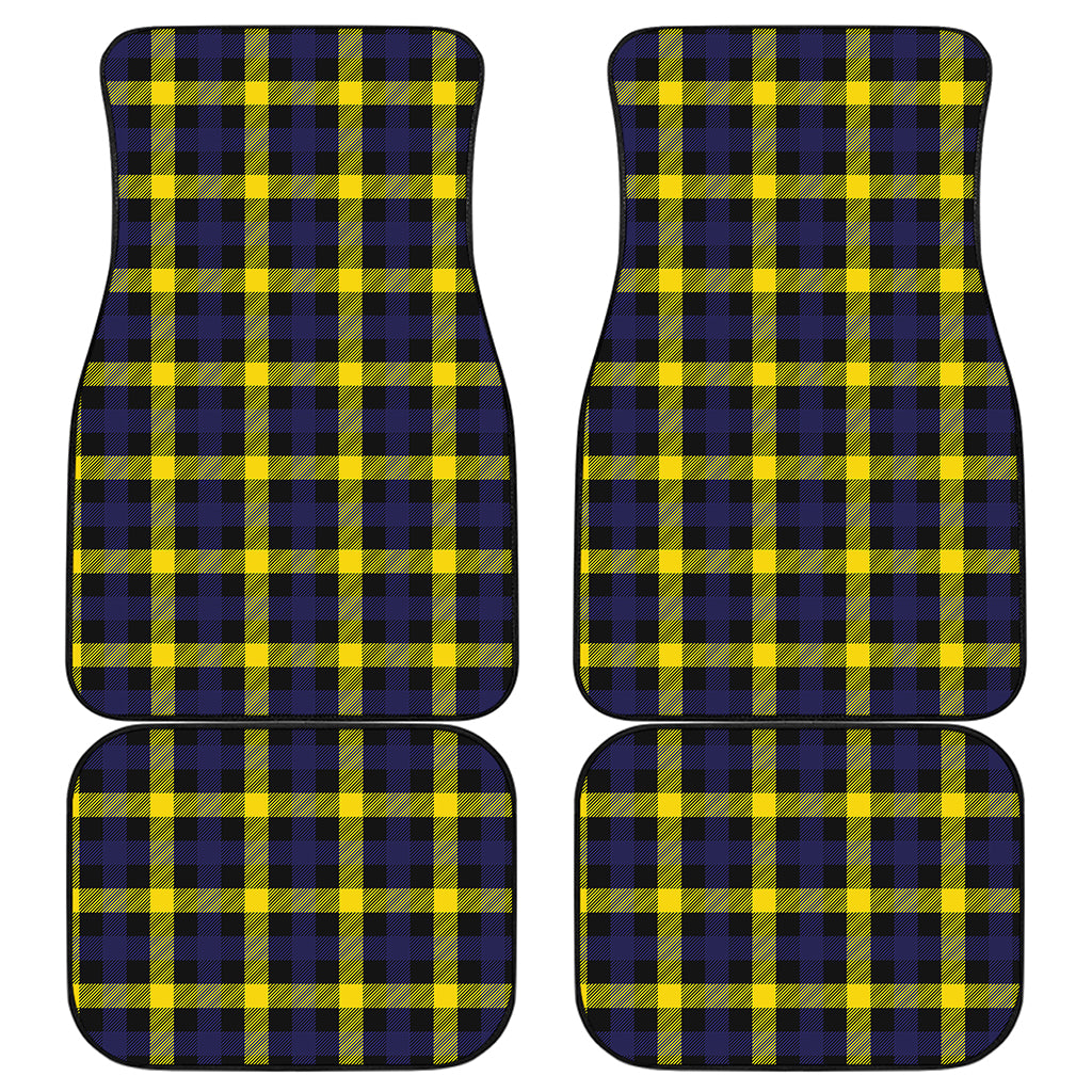 Yellow Navy And Black Plaid Print Front and Back Car Floor Mats