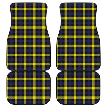 Yellow Navy And Black Plaid Print Front and Back Car Floor Mats