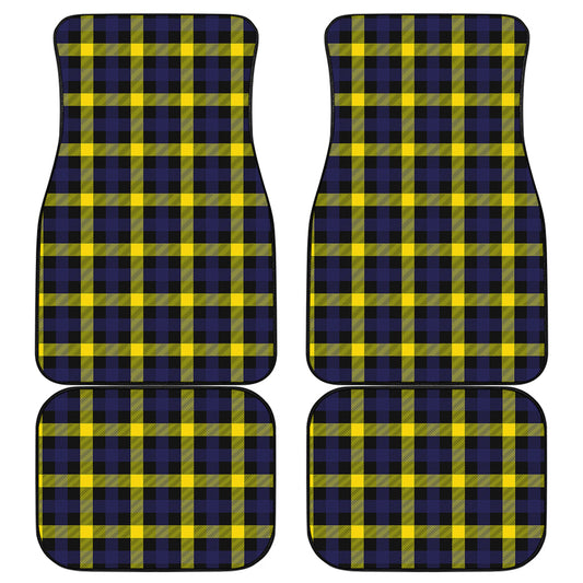 Yellow Navy And Black Plaid Print Front and Back Car Floor Mats