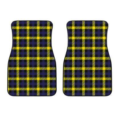 Yellow Navy And Black Plaid Print Front Car Floor Mats