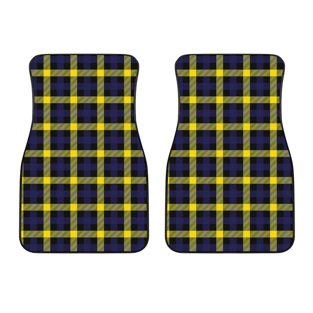 Yellow Navy And Black Plaid Print Front Car Floor Mats