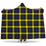 Yellow Navy And Black Plaid Print Hooded Blanket