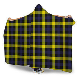 Yellow Navy And Black Plaid Print Hooded Blanket