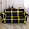 Yellow Navy And Black Plaid Print Loveseat Slipcover