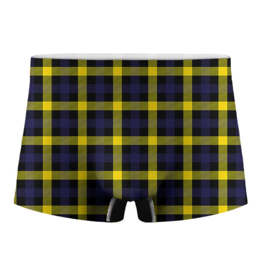 Yellow Navy And Black Plaid Print Men's Boxer Briefs