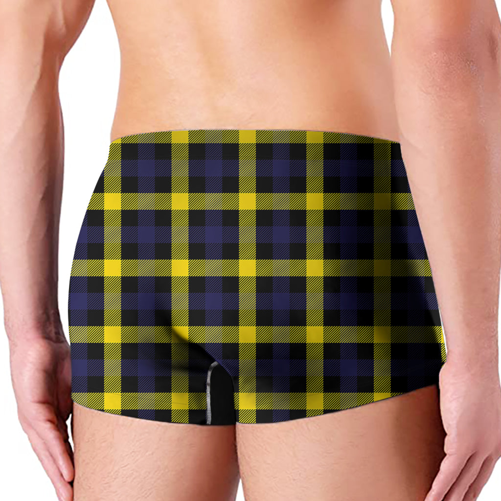 Yellow Navy And Black Plaid Print Men's Boxer Briefs