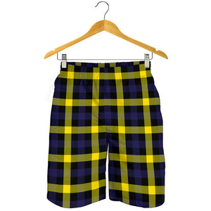 Yellow Navy And Black Plaid Print Men's Shorts