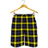 Yellow Navy And Black Plaid Print Men's Shorts