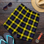 Yellow Navy And Black Plaid Print Men's Shorts