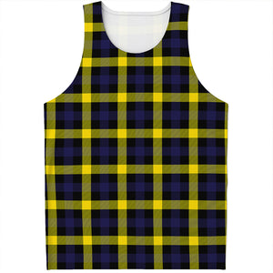 Yellow Navy And Black Plaid Print Men's Tank Top