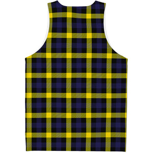 Yellow Navy And Black Plaid Print Men's Tank Top