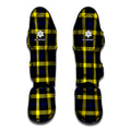 Yellow Navy And Black Plaid Print Muay Thai Shin Guards
