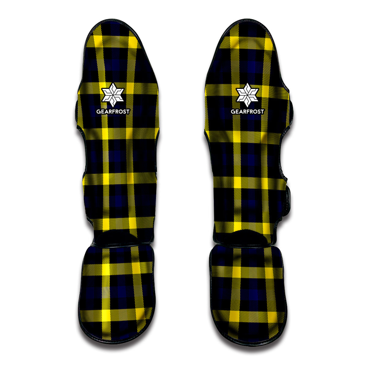 Yellow Navy And Black Plaid Print Muay Thai Shin Guard