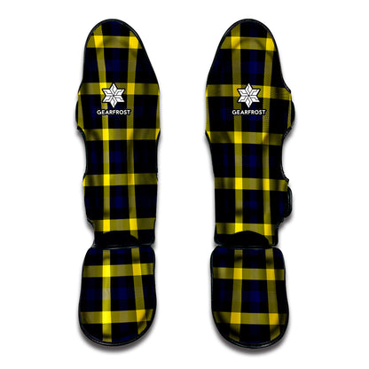 Yellow Navy And Black Plaid Print Muay Thai Shin Guard